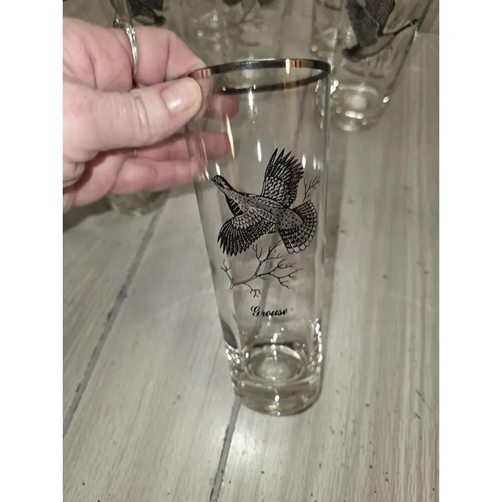 Vtg Federal Highball Glasses Canada Goose Game Birds Sportsman Barware Man Cave
